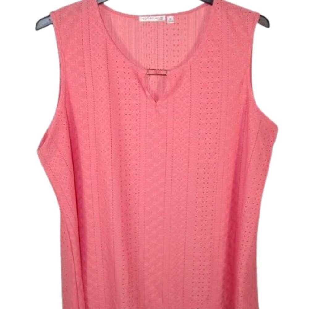 Notations Women’s Tank Top 3XL Keyhole Scoop Neck Sleeveless Orange Peach